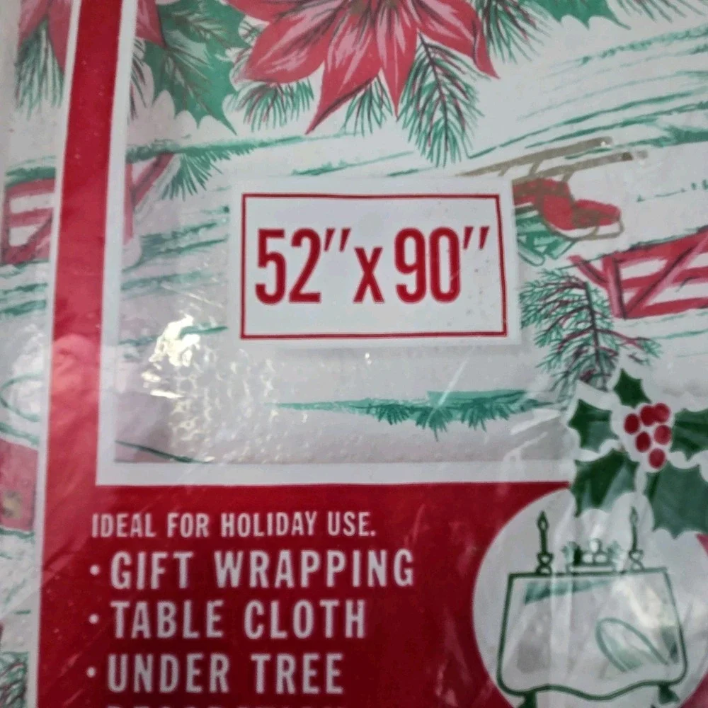 3 Vtg 80s Hallmark & Lay-Cee's Paper Christmas Table Covers 60x102 and 52x90 NOS